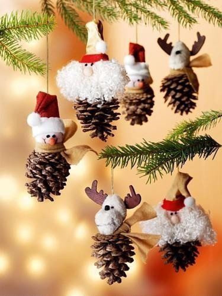 christmas decoration ideas pine cones 40 Easy and Cute DIY Pine Cone Christmas Crafts mocochoco