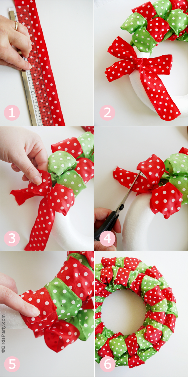 how to make ribbon for christmas decor DIY Easy Christmas Ribbon Wreath Party Ideas Party Printables Blog