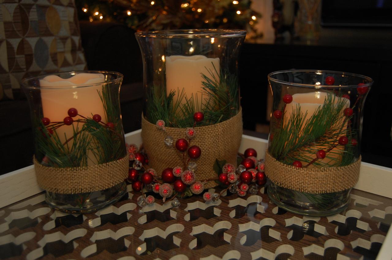 christmas candle table decor Christmas Candle Centerpiece