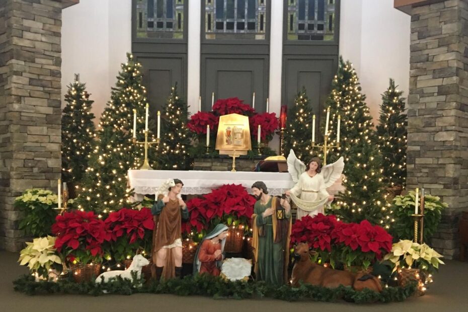 christmas decorations inside church St Joseph Catholic Church Christmas 2016 Church christmas decorations