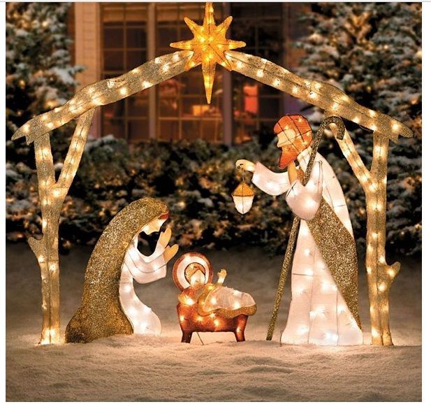 religious christmas decorations outdoor Outdoor Nativity Scene Lighted Large Pre Lit Outside Holy family Yard