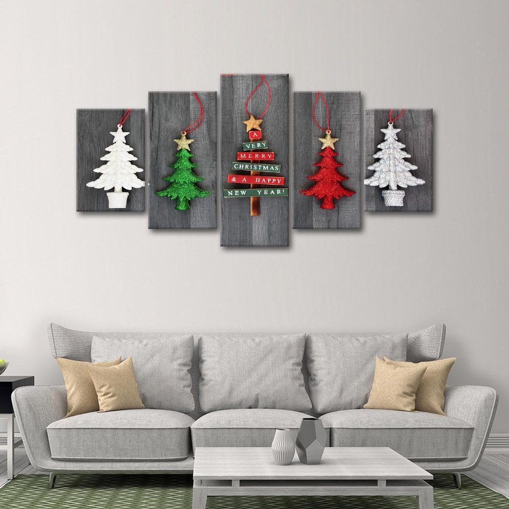 christmas canvas wall decor Christmas Trees Multi Panel Canvas Wall Art Christmas wall hangings