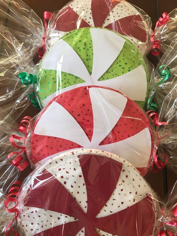 peppermint candy christmas decor Big Peppermint Candy Decorations Set of 6. Etsy Candy decorations