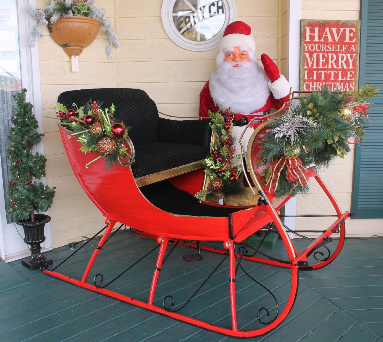 christmas decorations outdoor santa sleigh Christmas Sleigh & Santa Christmas yard decorations, Christmas sleigh