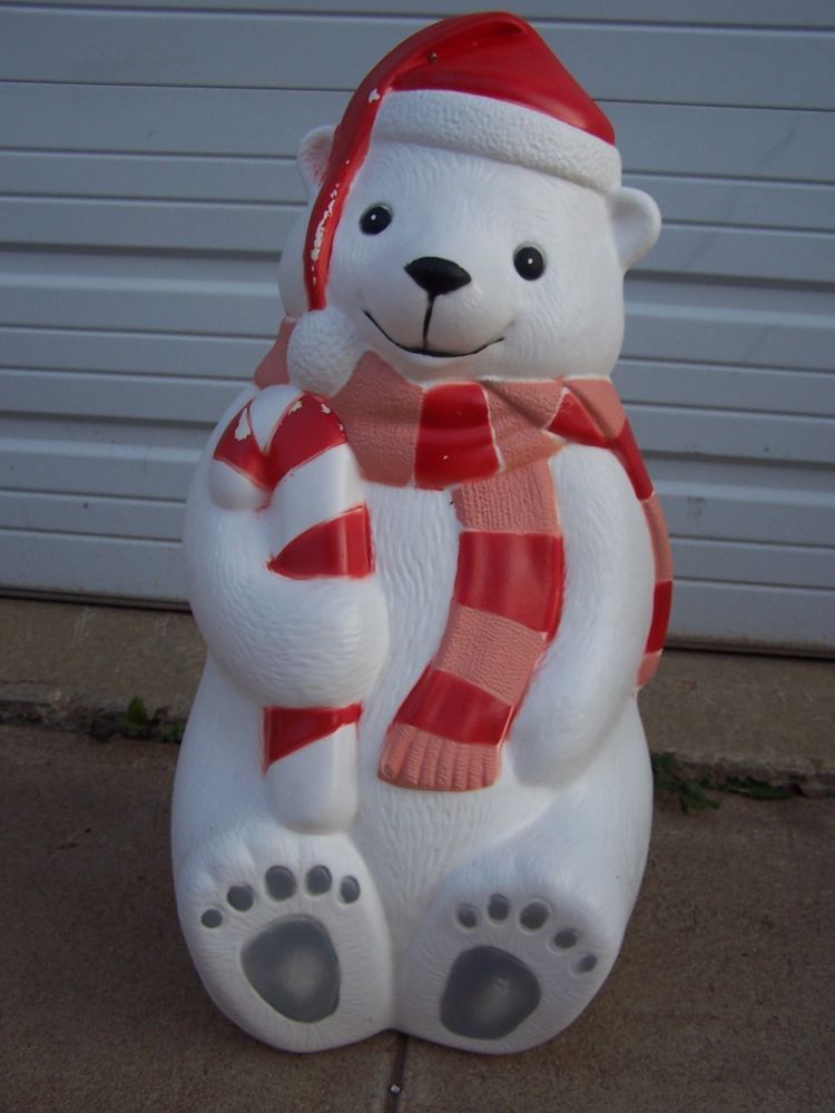 christmas outdoor decorations blow molds 42 CHRISTMAS BLOW MOLD YARD DECOR 28" teddy polar bear PLASTIC LIGHT