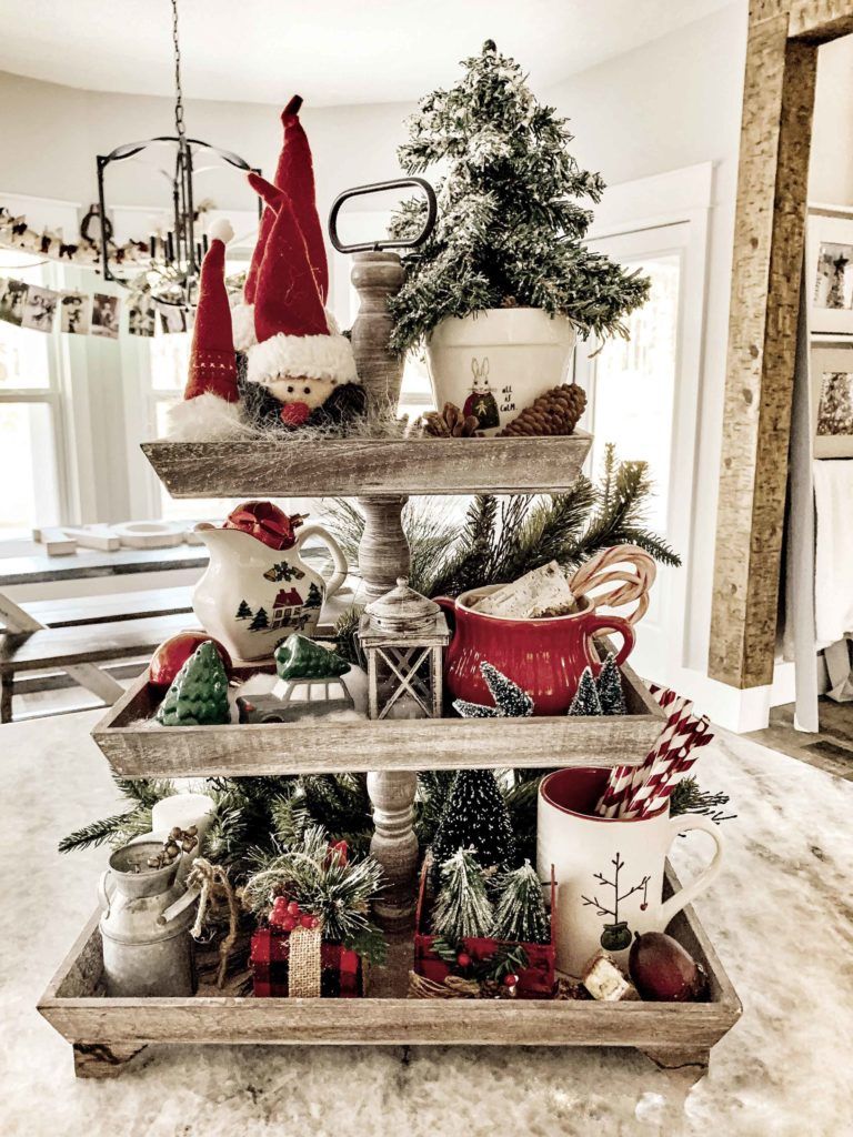 farmhouse christmas tray decor Modern Farmhouse Christmas Home Tour Tribe of Burton Holiday decor