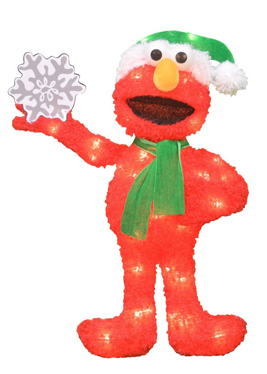 elmo christmas decorations outdoor Tis Your Season 24Inch PreLit 2D Sesame Street Elmo with Snowflake