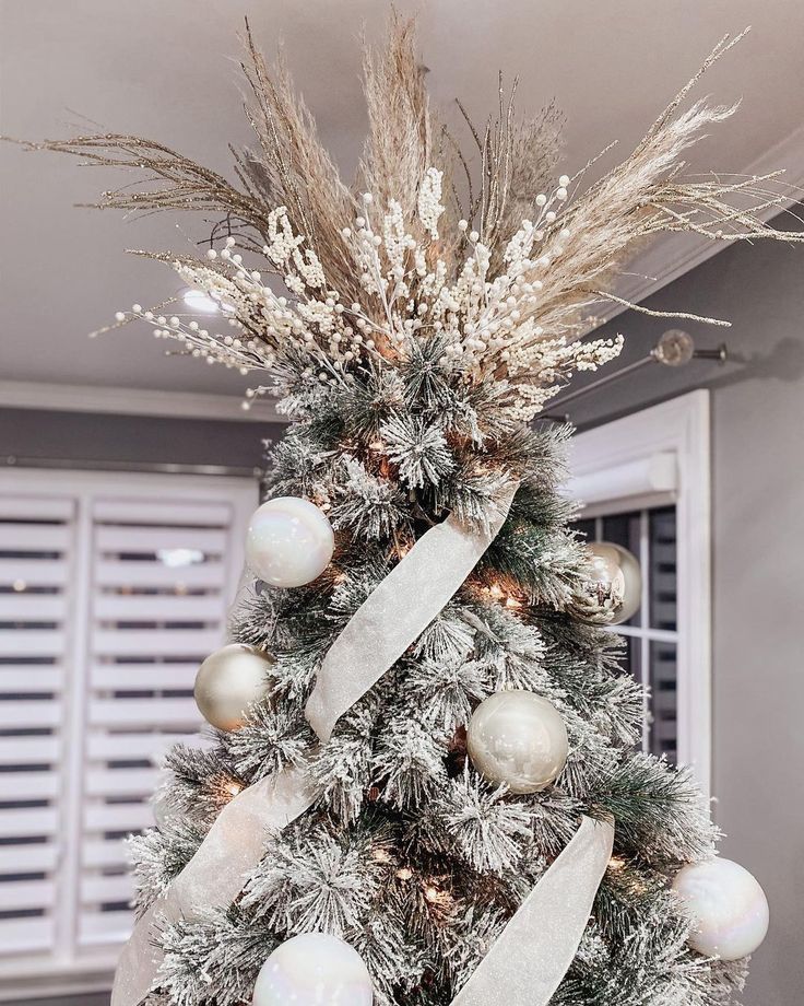 pampas grass christmas tree decor Kristina on Instagram "Have you seen pampas grass in a Christmas tree