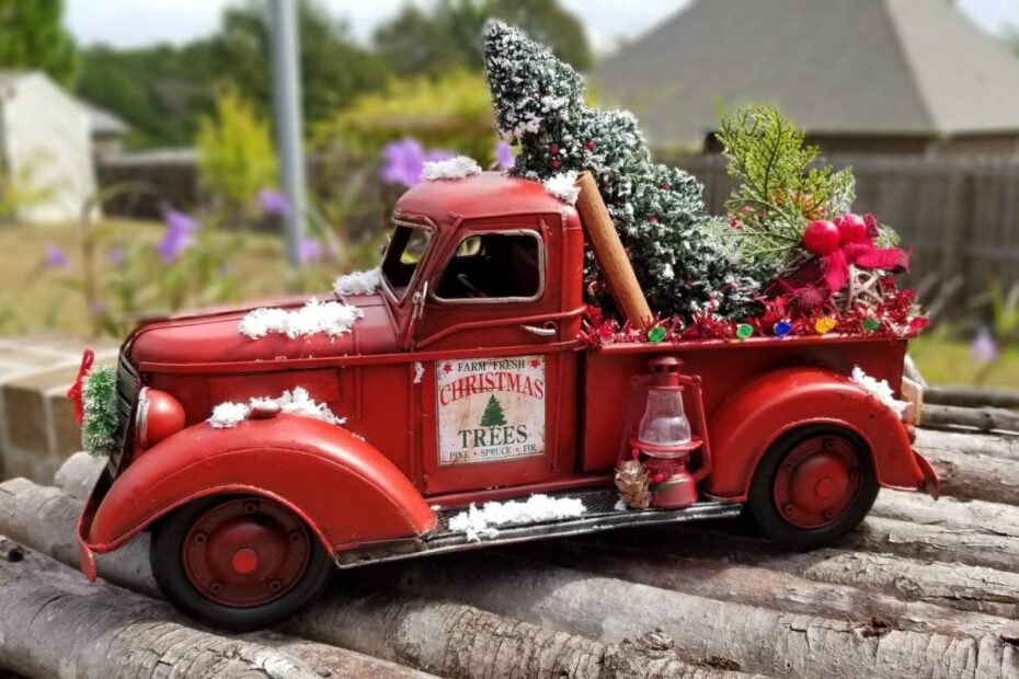 red truck christmas decor ideas Christmas Red Truck Red Truck Decor Christmas Red Truck Etsy