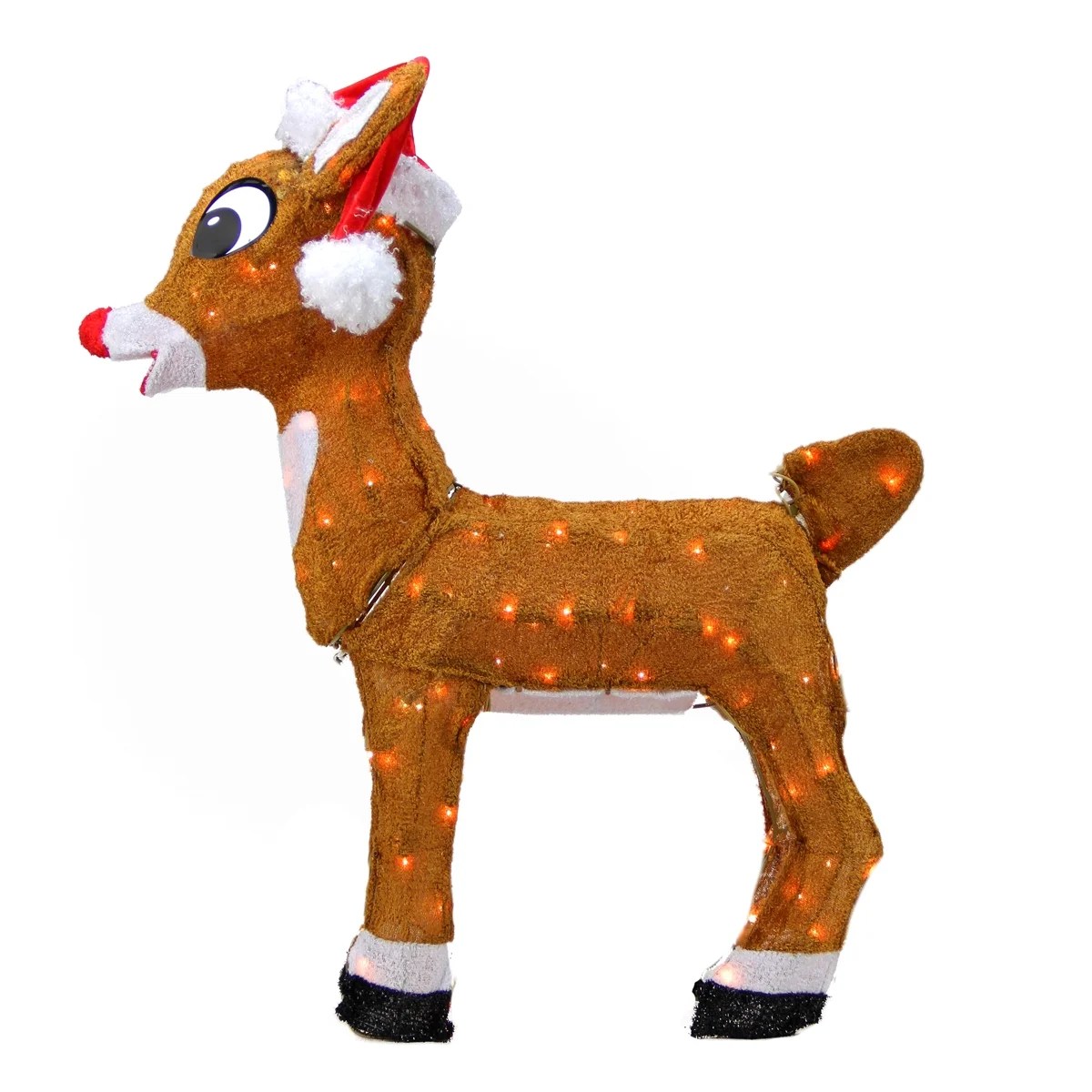 christmas outdoor decorations rudolph Rudolph the Red Nosed Reindeer Christmas 26" Prelit in Santa Hat