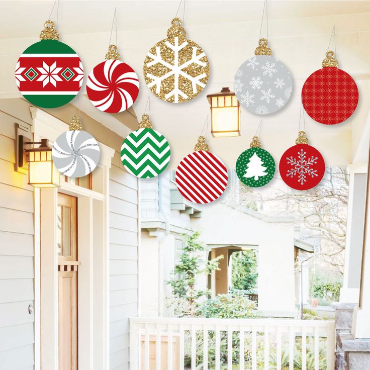 outdoor hanging christmas decor Big Dot of Happiness Hanging Ornaments Outdoor Holiday and Christmas