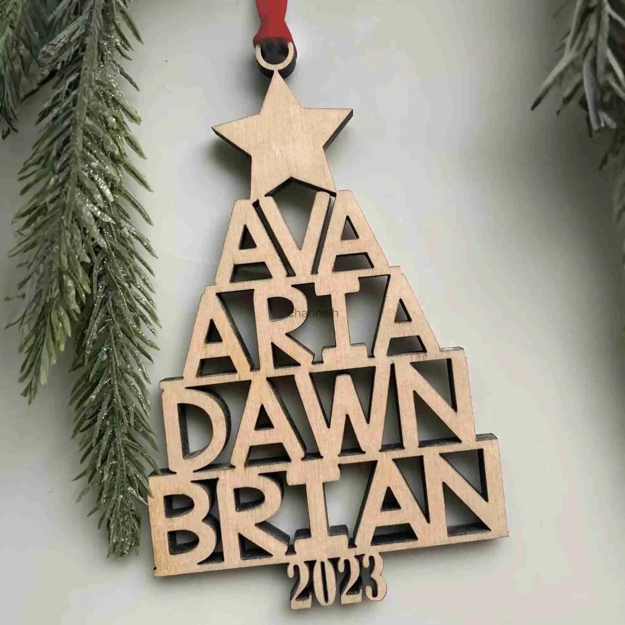 personalized christmas ornaments 2024 with names Christmas Decorations Our Family 2024 Custom Name Wooden Ornament