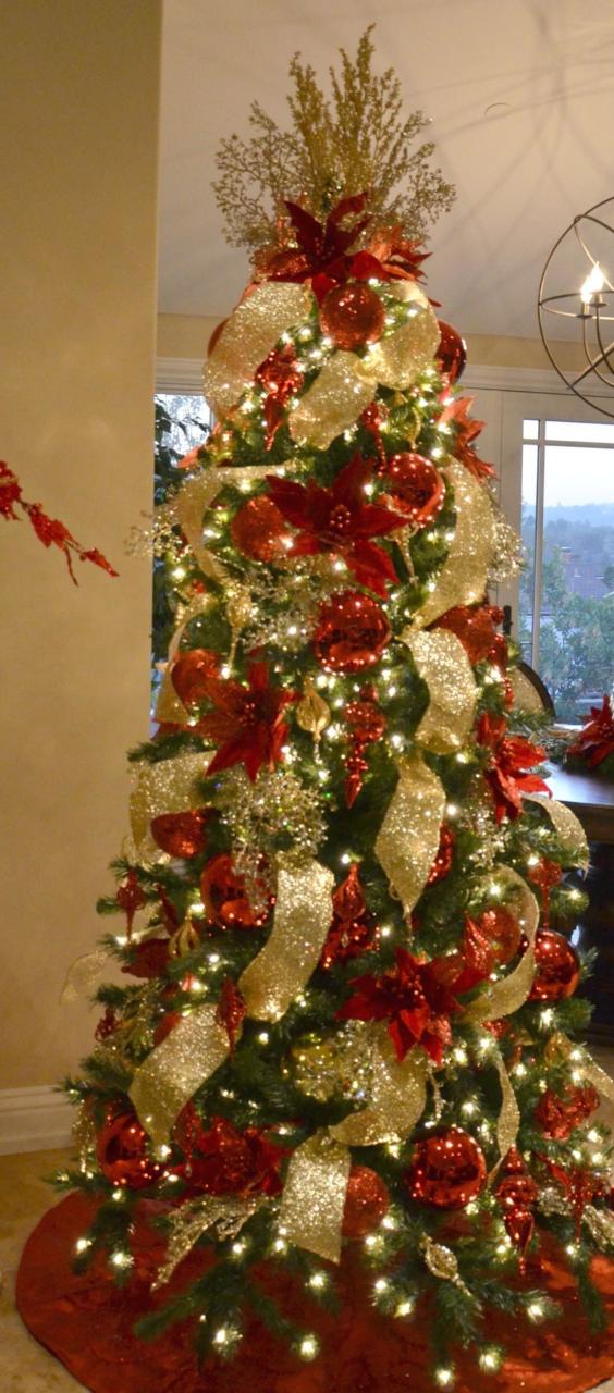 christmas tree decor ideas red and gold 20++ Modern Red And Gold Christmas Tree PIMPHOMEE