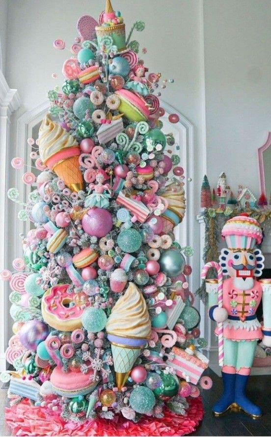 pastel candy christmas decor Candy pastel colour Christmas Tree decorations in 2022 Creative