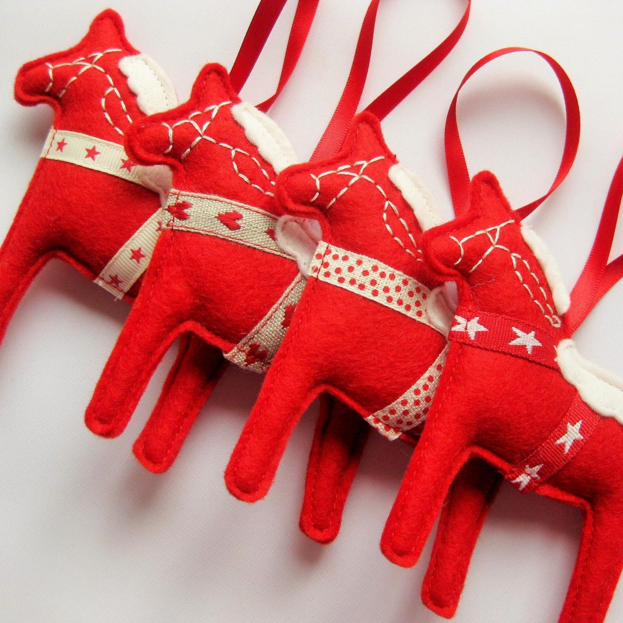 scandi christmas decorations sale uk Scandinavian Felt Dala Horse Christmas Decoration Swedish Etsy UK