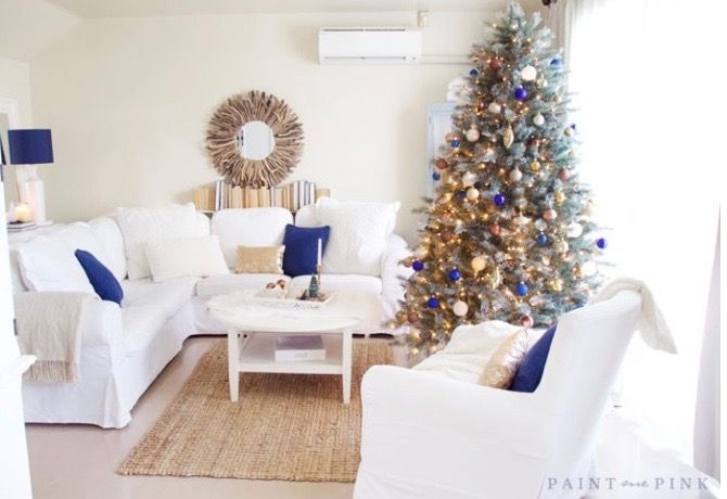 blue couch christmas decor Pin by Bridget Downey on Blue and White Christmas Sectional couch