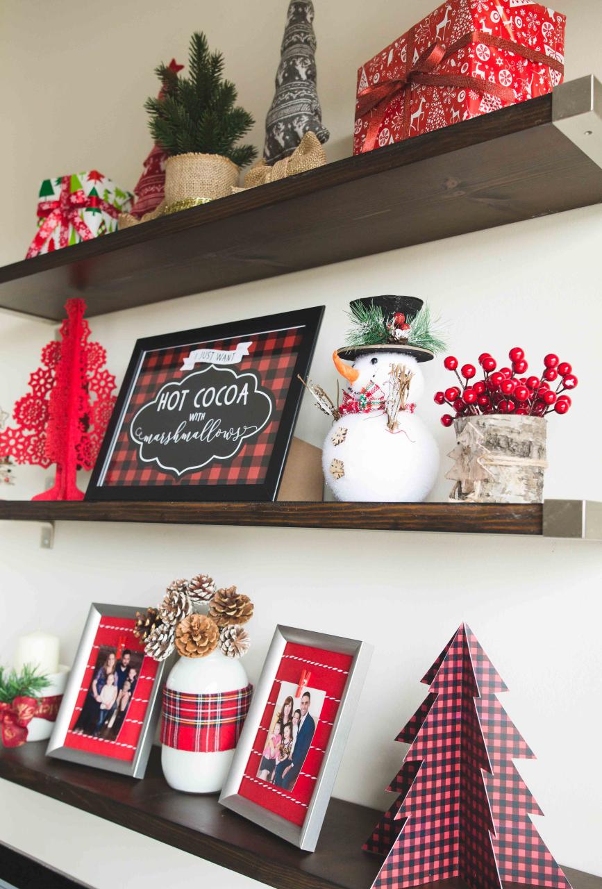 floating shelves christmas decor How to Style Floating Shelves for Christmas Six Clever Sisters