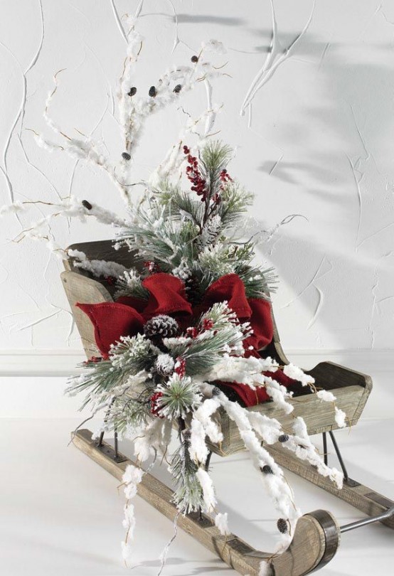 christmas sled decor outdoor 33 Creative And Fun Sleigh Décor Ideas For Christmas DigsDigs