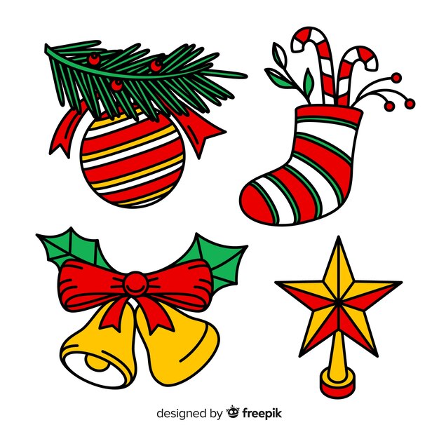 christmas decoration ideas to draw Free Vector Hand drawn beautiful christmas decoration