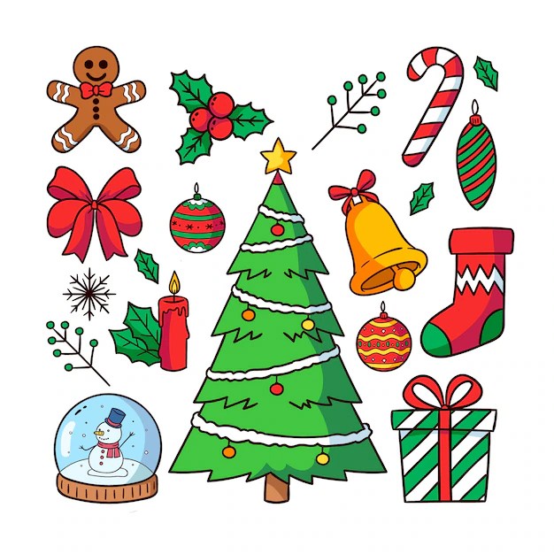 christmas decoration ideas to draw Free Vector Hand drawn christmas decoration collection