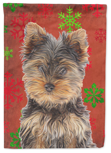 yorkie christmas decorations outdoor Red Snowflakes Holiday Christmas Yorkie Puppy/Yorkshire Terrier Garden