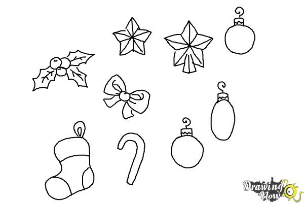 christmas decoration ideas to draw How To Draw Christmas Decorations Drawingnow