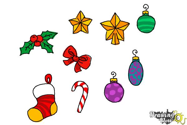 christmas decoration ideas to draw How to Draw Christmas Decorations DrawingNow