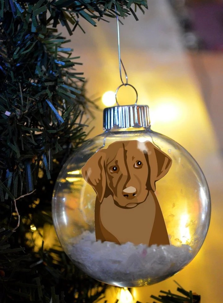 chocolate lab christmas decor Chocolate Lab Labrador Retriever Puppy Floated Paper Christmas Ornament