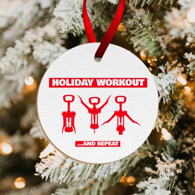 christmas ornaments exercise theme Holiday Workout Ornament Funny Wine Ornament Workout Gift Etsy