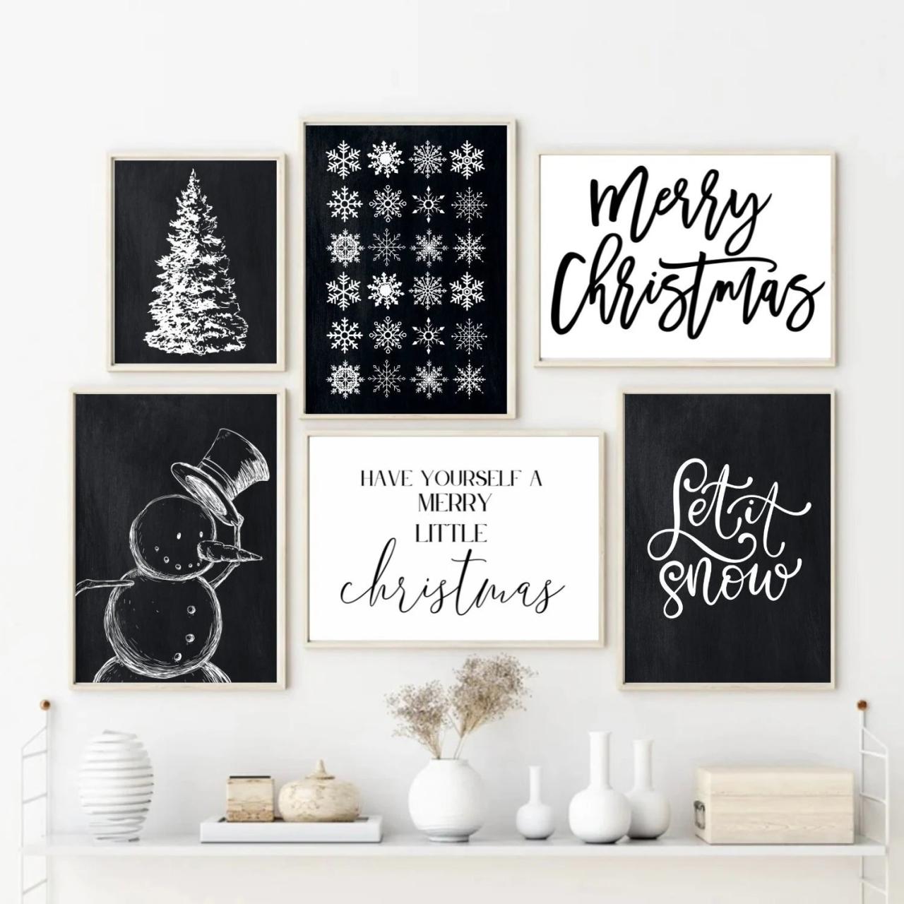 black christmas wall decor Black Christmas Wall Art, Christmas Gallery Wall, Christmas Printables