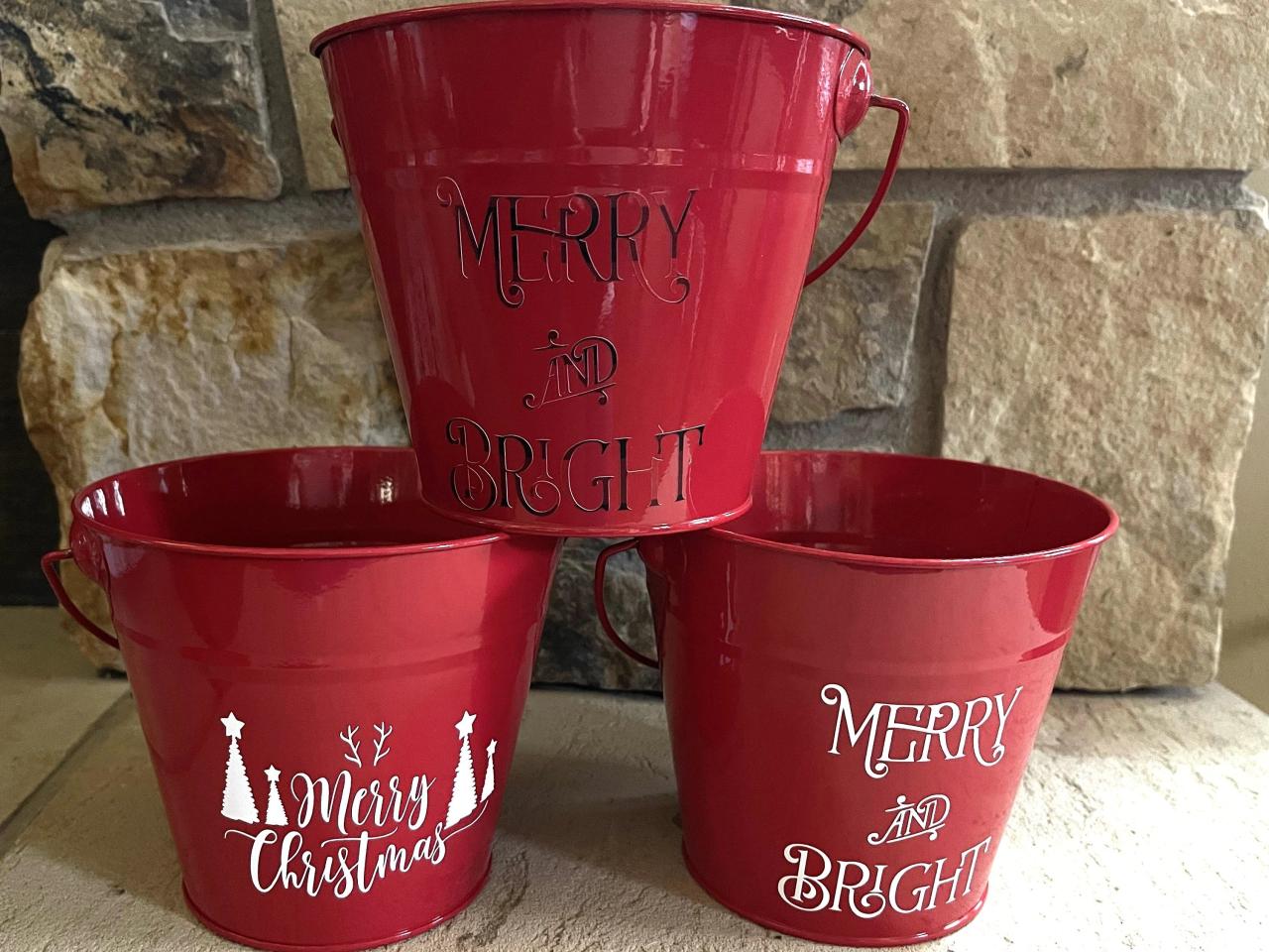 metal bucket christmas decor Christmas Metal Bucket Rustic Holiday Decor Christmas Gift Etsy