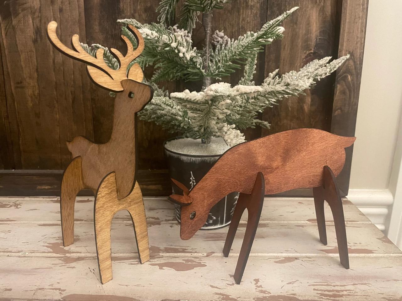 christmas reindeer tabletop decor Reindeer Christmas Wooden Tabletop Decor Available in 4 Styles and 12