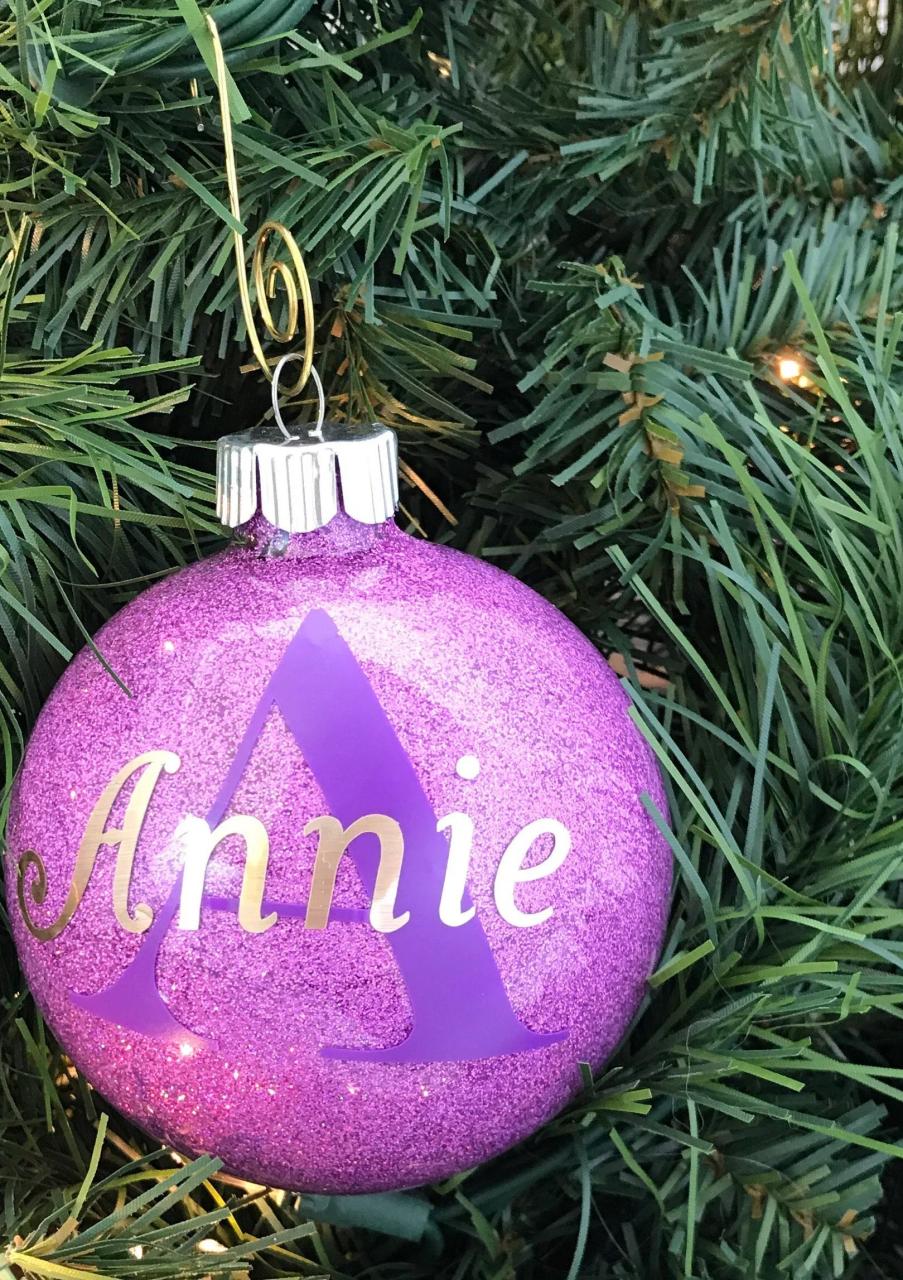 christmas ornament name ideas Personalized name Christmas ornament personalized glitter Etsy