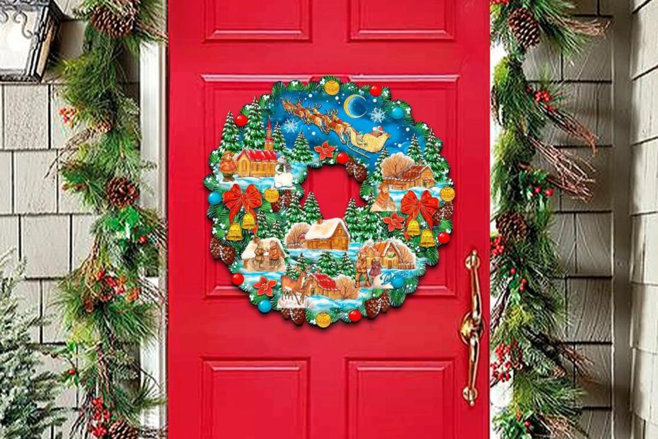 christmas decorations indoor wreath Christmas Wreath Outdoor Indoor Christmas Decor Wooden Etsy