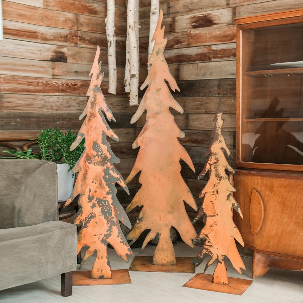 metal christmas tree decor Metal Tree Christmas Decorations Modern Rustic Outdoor Etsy