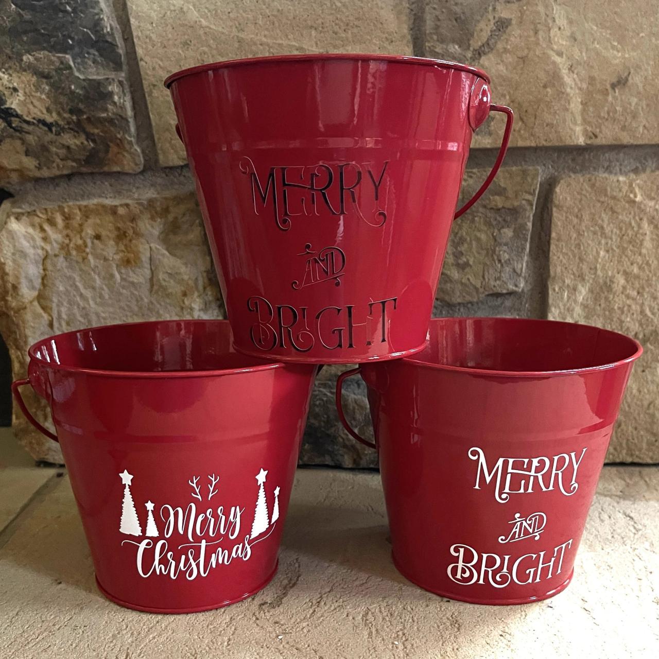 metal bucket christmas decor Christmas Metal Bucket Rustic Holiday Decor Christmas Gift Etsy