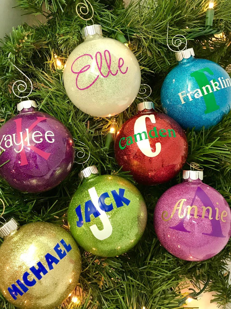 christmas ornament name ideas Personalized name Christmas ornament personalized glitter Etsy