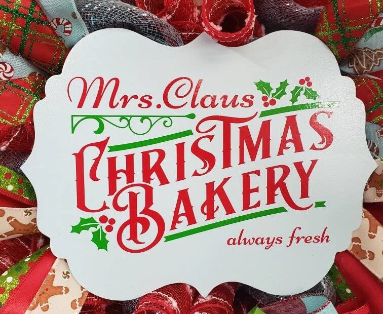 mrs claus bakery christmas decor Christmas Bakery Wreath Holiday Door Decor Mrs. Claus Etsy