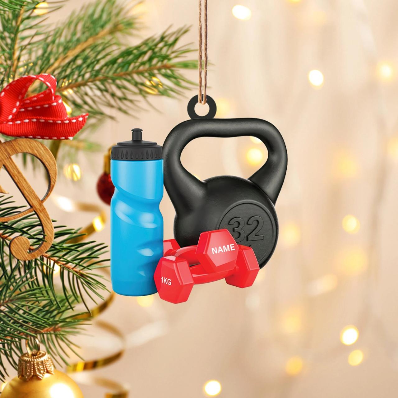 christmas ornaments exercise theme Dumbbell Christmas Ornament Gym Christmas Ornament Fitness Etsy