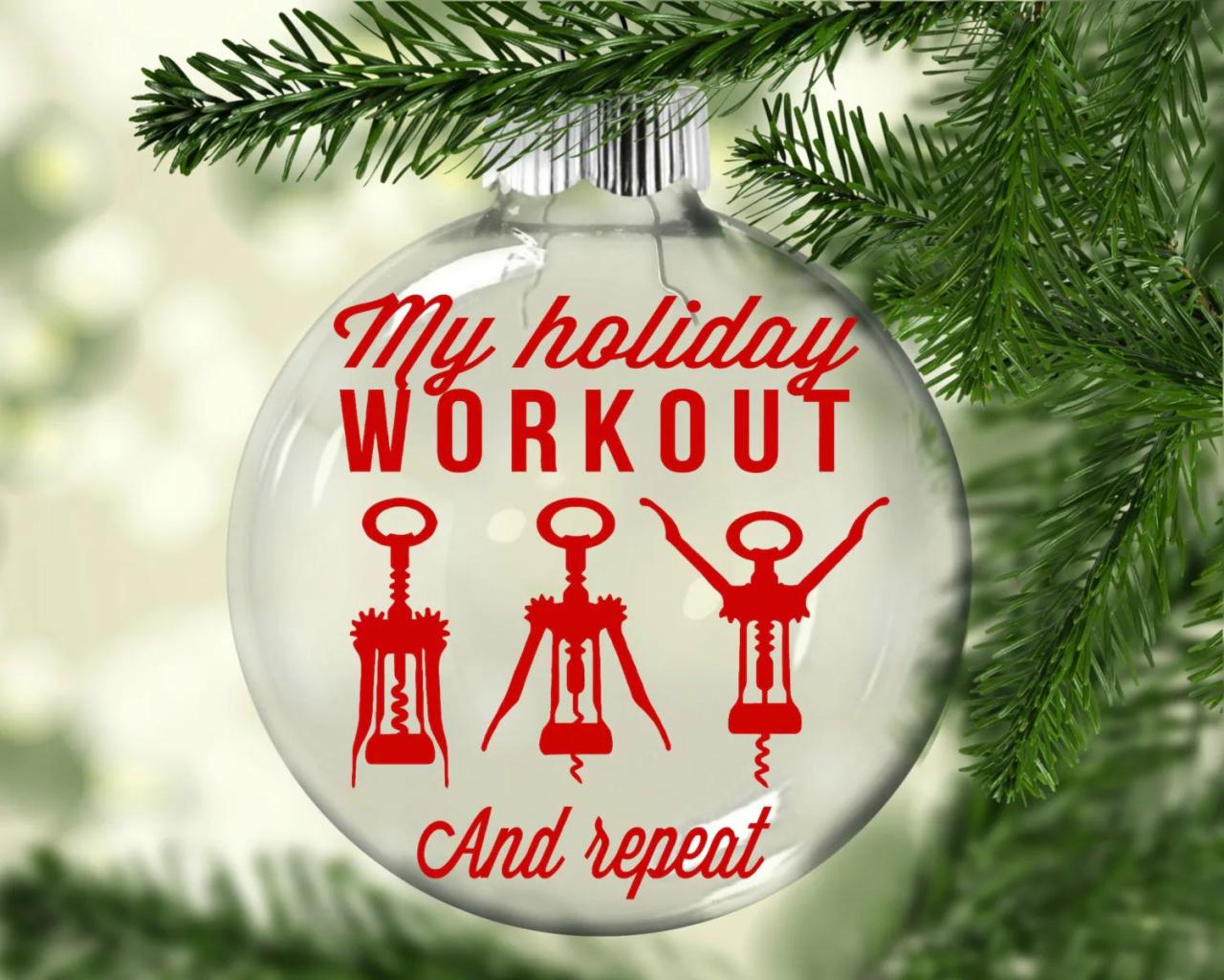 christmas ornaments exercise theme Funny Christmas Ornament Holiday Workout Christmas Ornament