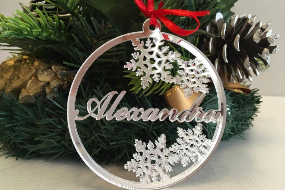 christmas decor ideas name Christmas ornaments Personalised Christmas Name Baubles Silver Handmade