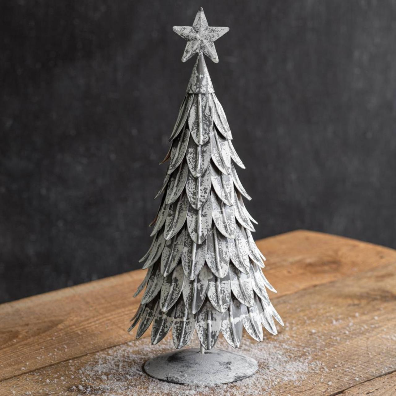 metal christmas decorations indoor Rustic Metal Tabletop Christmas Tree with Star, 15"Tall