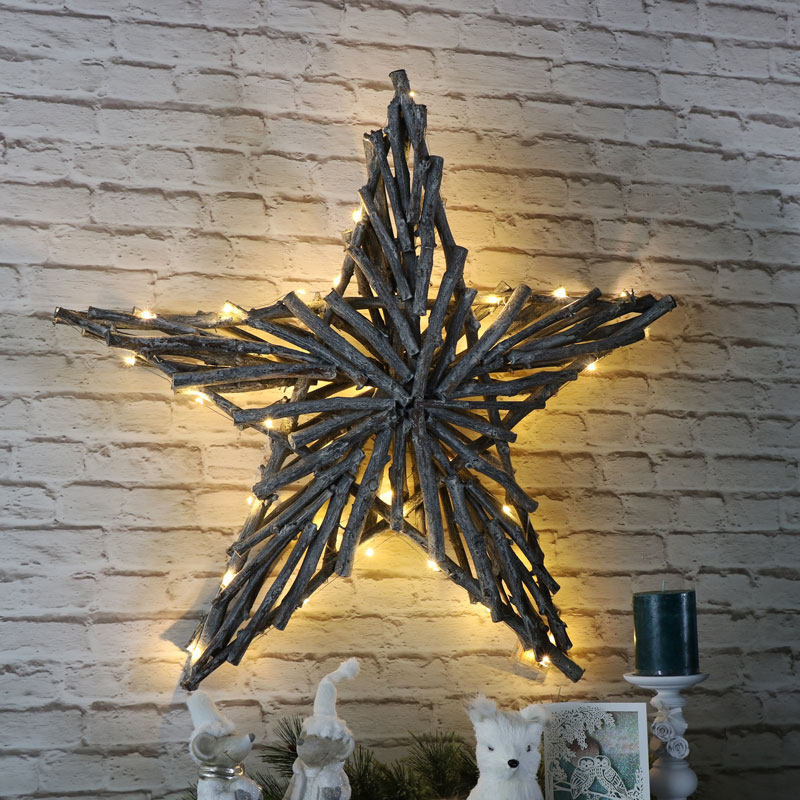 christmas star wall decor Large Light Up Wicker Christmas Star Wall Decoration