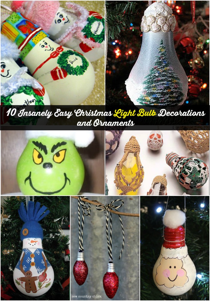 christmas bulb decoration ideas light 10 Insanely Easy Christmas Light Bulb Decorations and Ornaments DIY