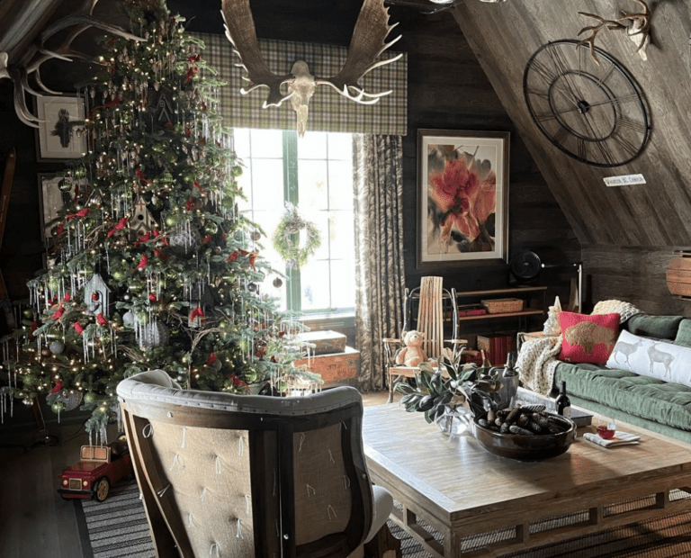 rustic cabin christmas decor Majestic Yet Cozy Holiday Cabin with Rustic Christmas Decorations