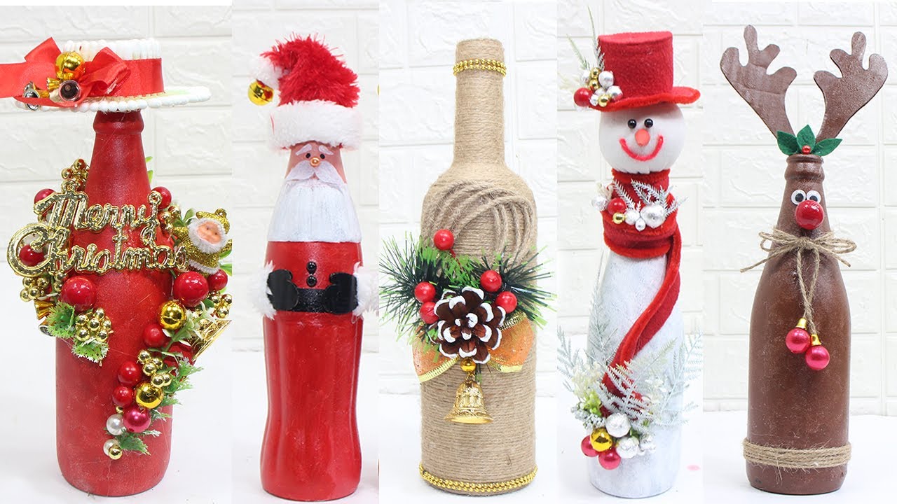 christmas bottle decoration ideas 11 Christmas bottle decoration ideas Home decorating ideas easy YouTube