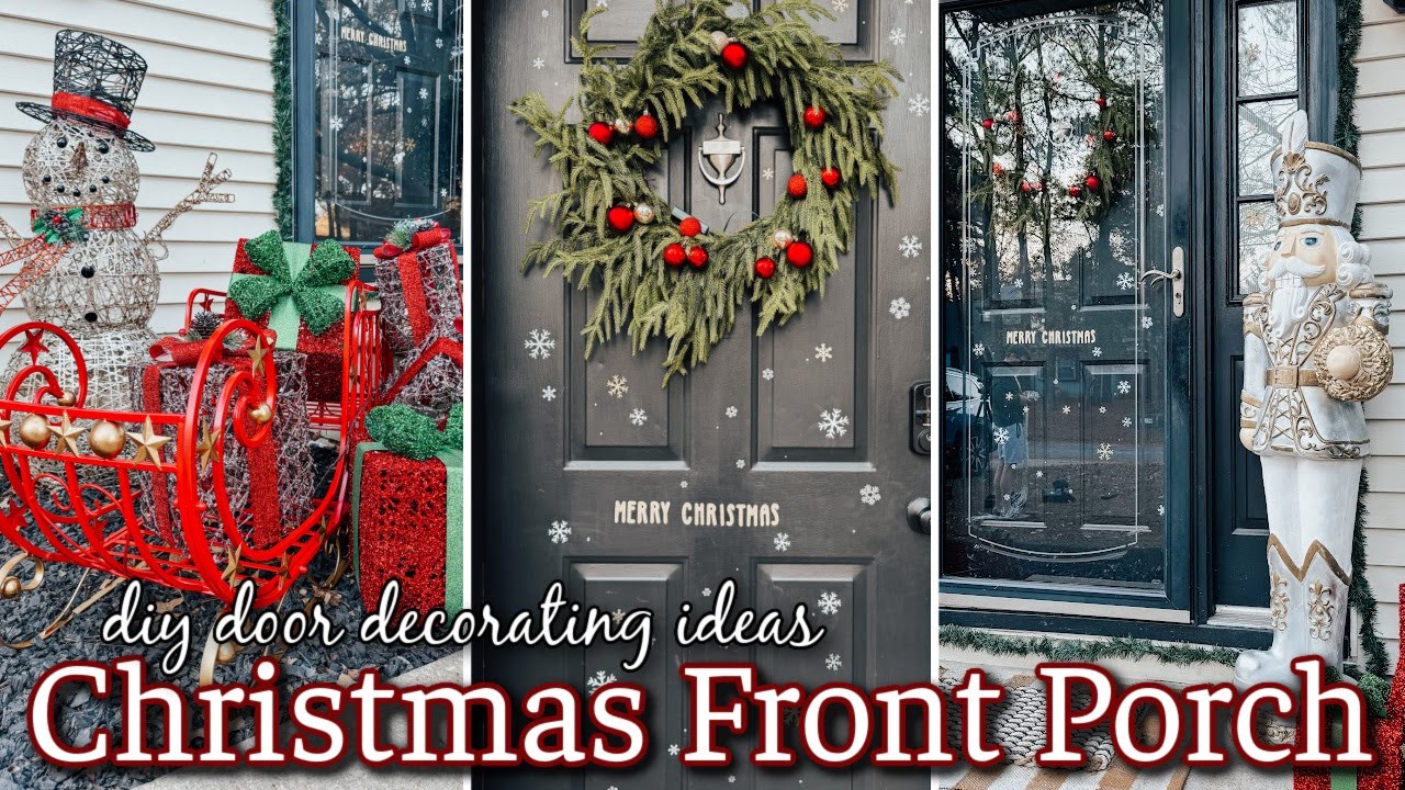 christmas decorating ideas 2024 outdoor CHRISTMAS FRONT PORCH 2024 DIY OUTDOOR DECORATIONS & LIGHTS OUTSIDE