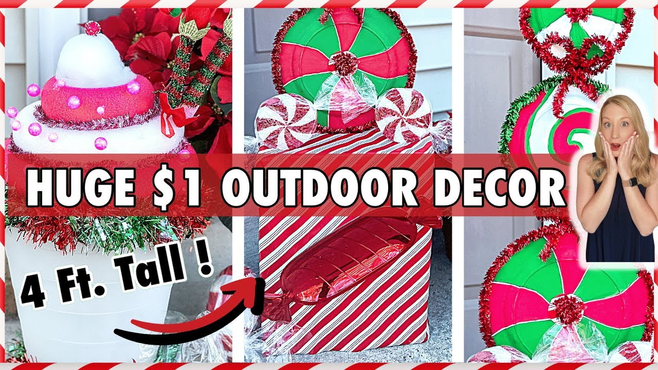 diy dollar tree outdoor christmas decor 1 HUGE Outdoor CHRISTMAS DIY DECORATIONS using DOLLAR TREE Items l