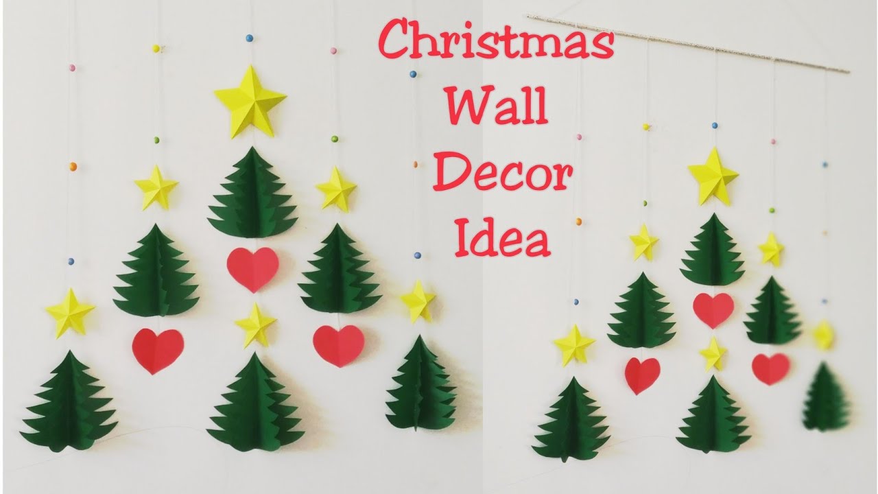 christmas diy wall decor DIY Christmas Wall Decor Ideas/How to Make 3D Star & Christmas Tree