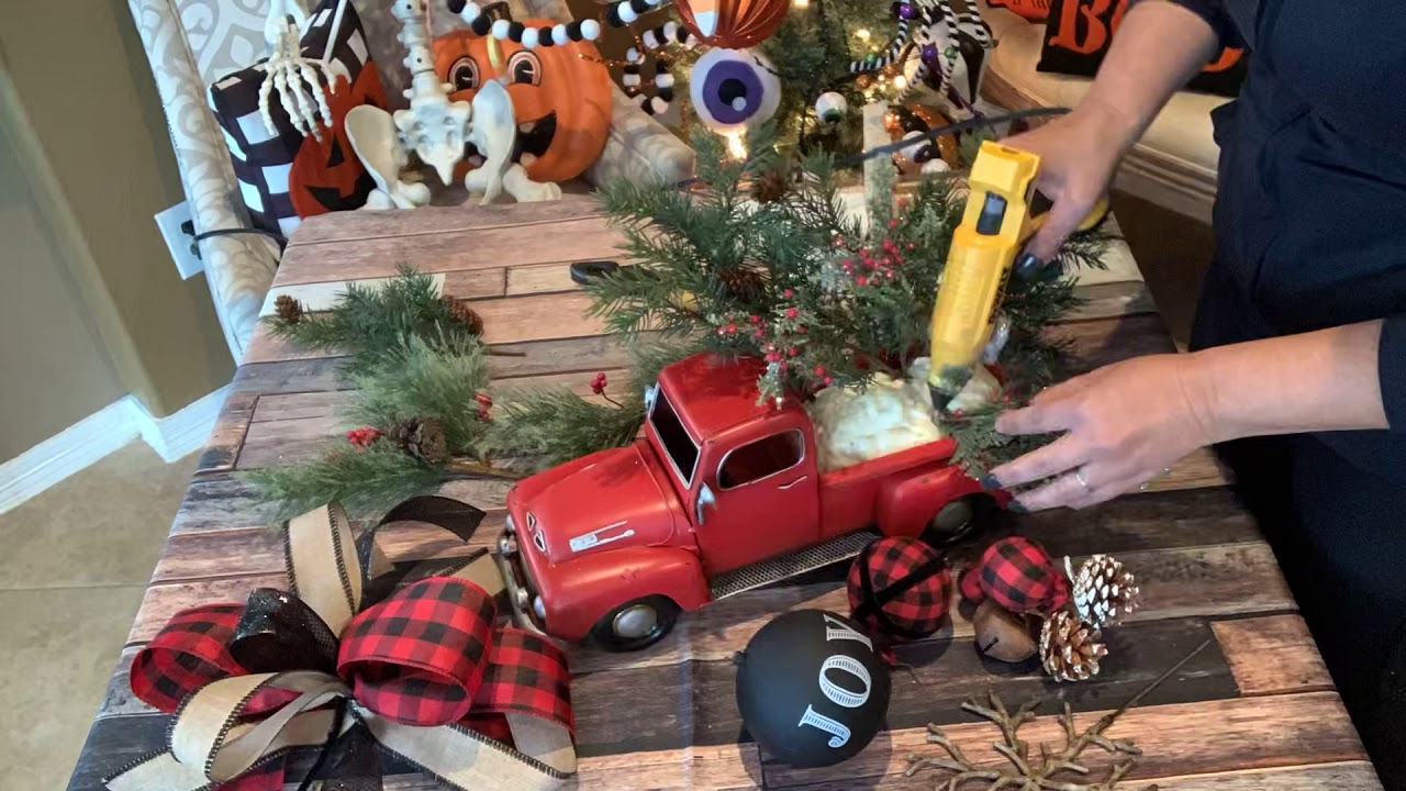 diy red truck christmas decor DIY Red Christmas Truck Red Truck Christmas Home Decor YouTube